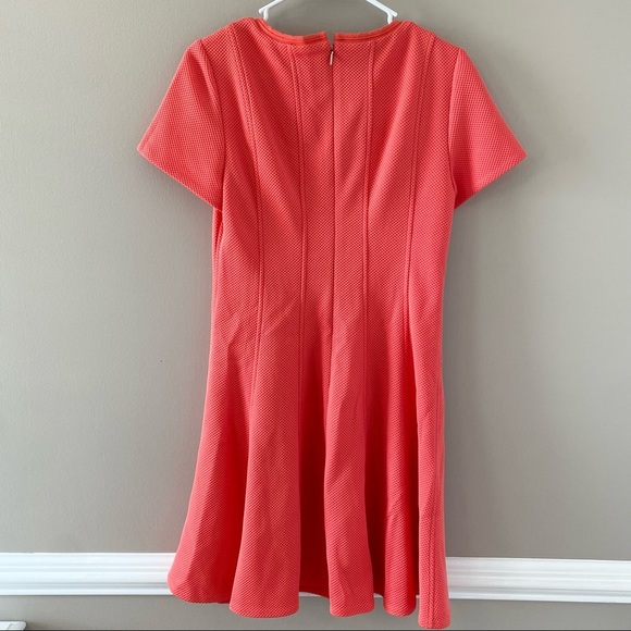 Rebecca Taylor Knit Pique Coral Colored Fit and Flare Mini Dress Women’s Size 8 - Picture 6 of 10